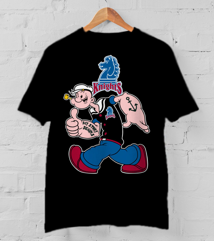 Fairleigh Dickinson Knights My Story Begins Popeye Character T-Shirt