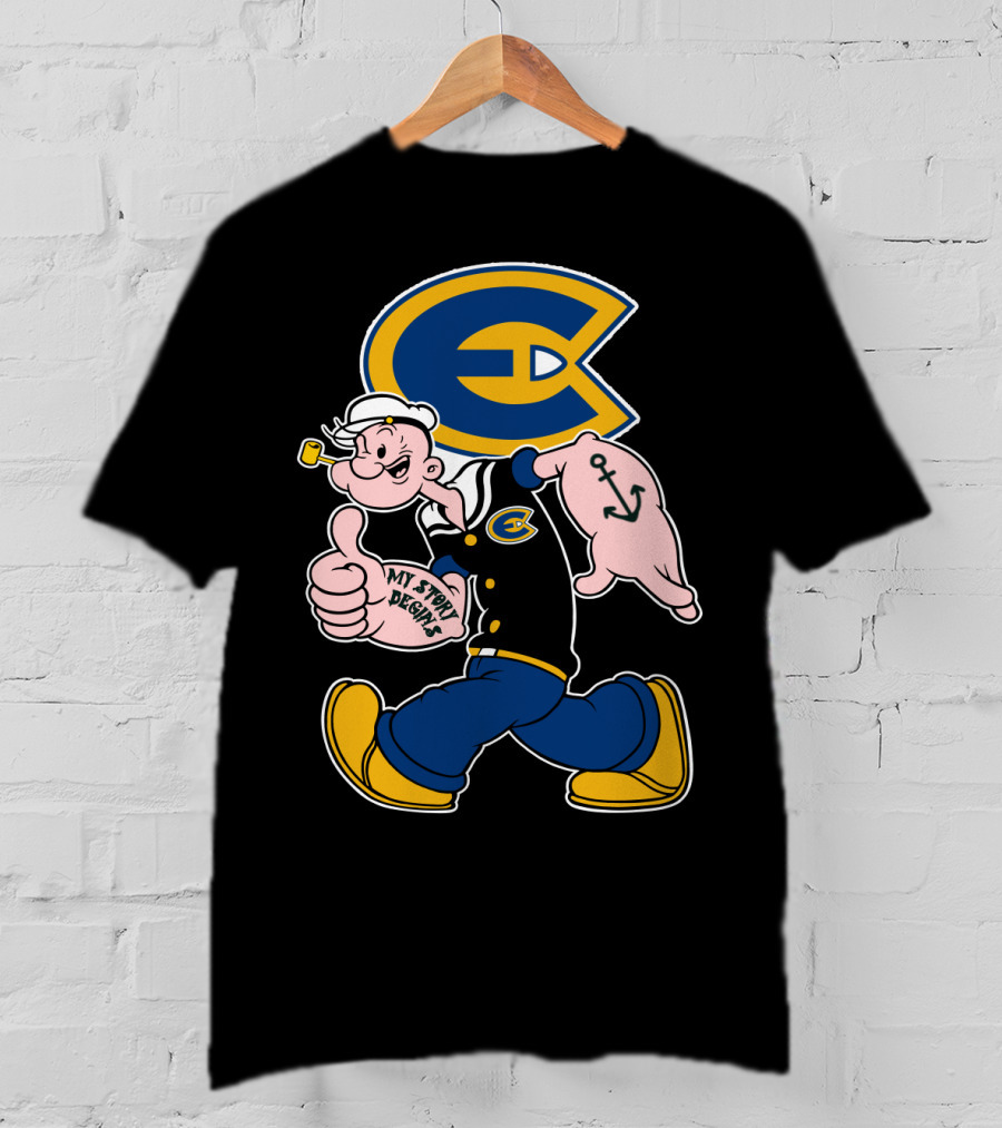 Eau Claire Blugolds Popeye Character With Anchor And Classic Navy Outfit T-Shirt