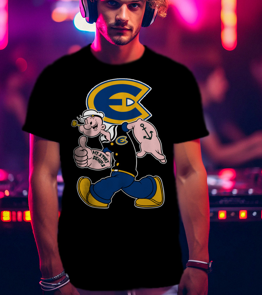 Eau Claire Blugolds Popeye Character With Anchor And Classic Navy Outfit T-Shirt