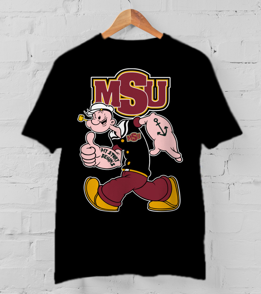 Msu My Story Begins Popeye Sailor Anchor T-Shirt