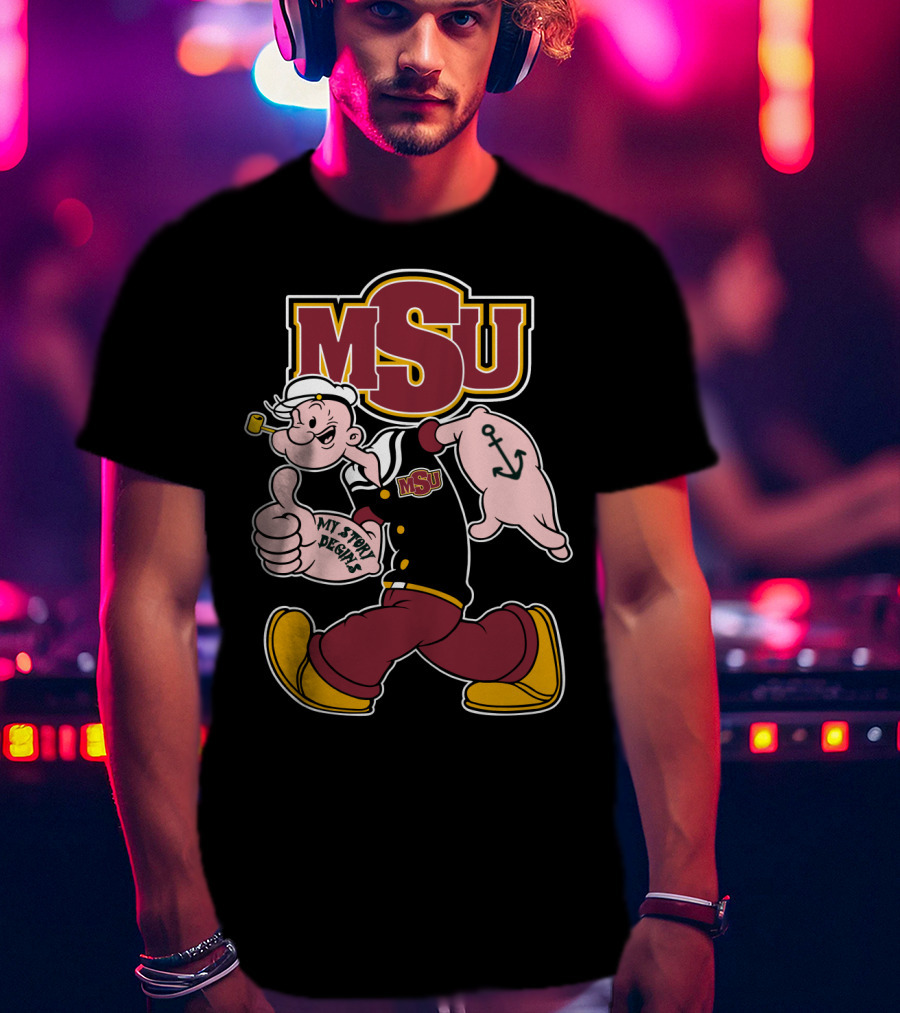 Msu My Story Begins Popeye Sailor Anchor T-Shirt