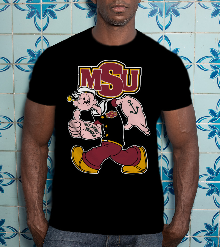 Msu My Story Begins Popeye Sailor Anchor T-Shirt