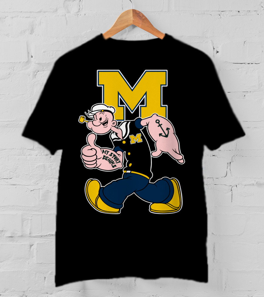 M Michigan Wolverines Popeye My Story Begins T-Shirt