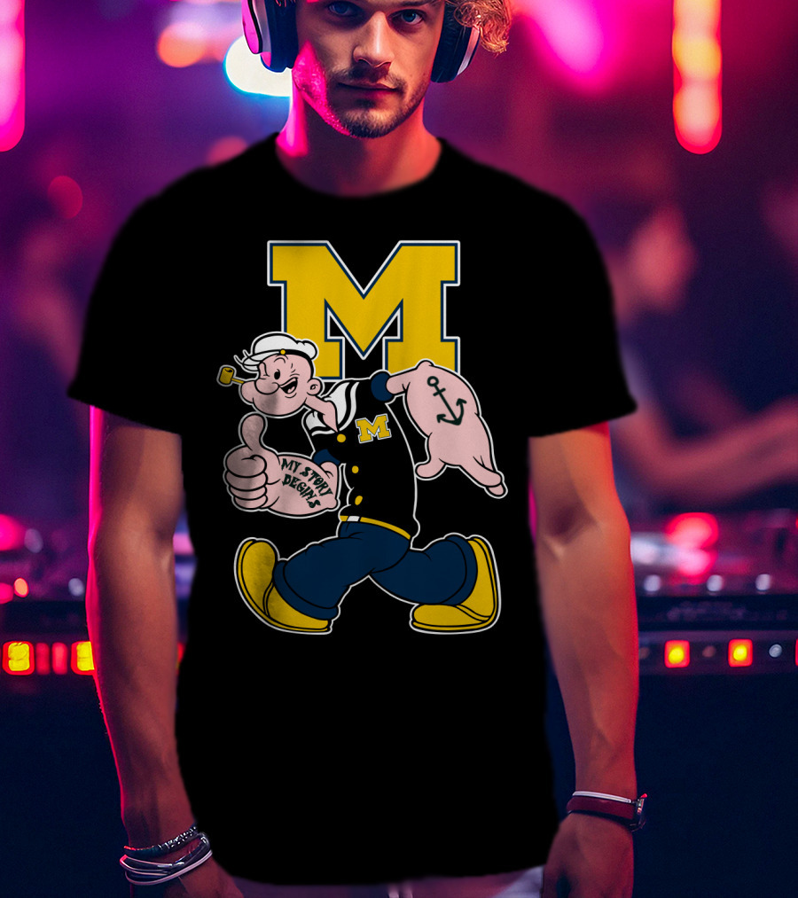 M Michigan Wolverines Popeye My Story Begins T-Shirt