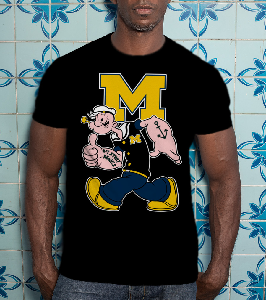 M Michigan Wolverines Popeye My Story Begins T-Shirt