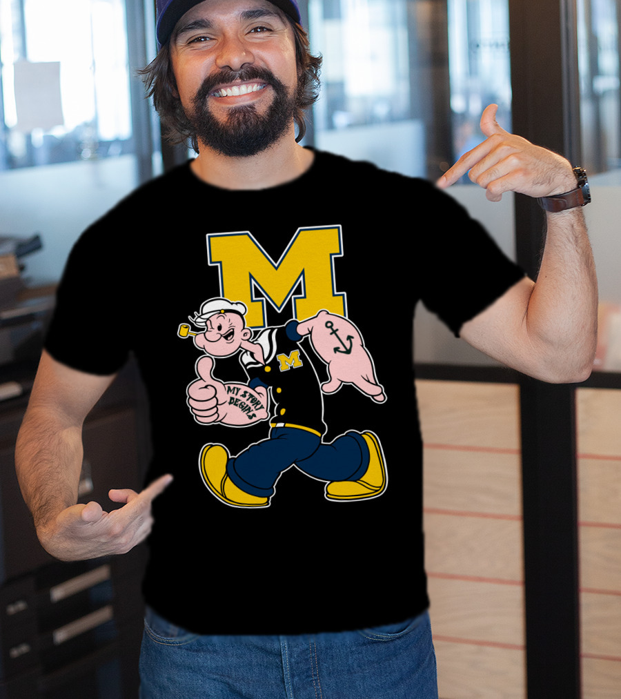 M Michigan Wolverines Popeye My Story Begins T-Shirt
