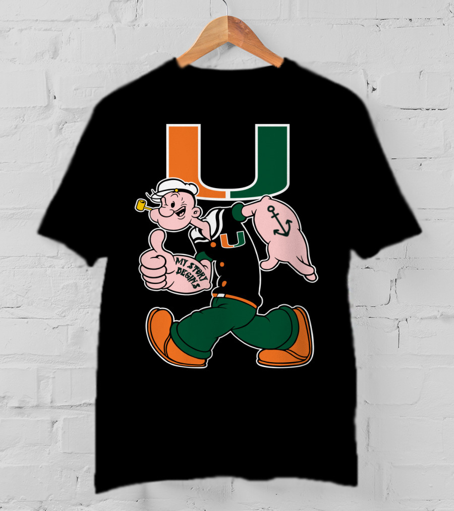 Miami Hurricanes My Story Designs Popeye Anchor T-Shirt