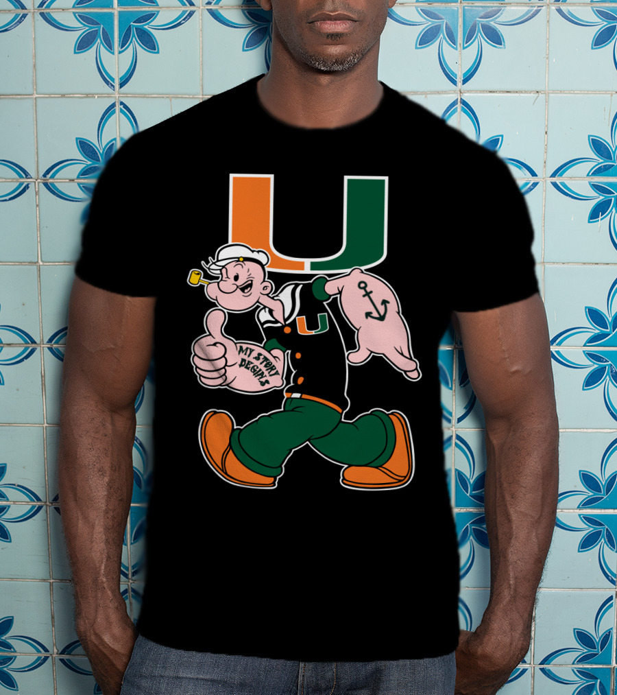 Miami Hurricanes My Story Designs Popeye Anchor T-Shirt