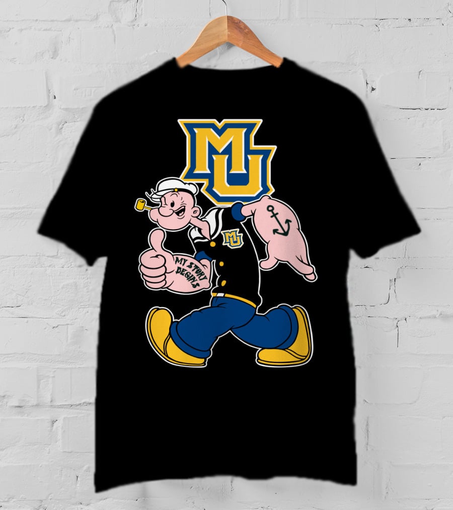 Mu Marquette Golden Eagles My Story Begins Popeye Sailor Character T-Shirt