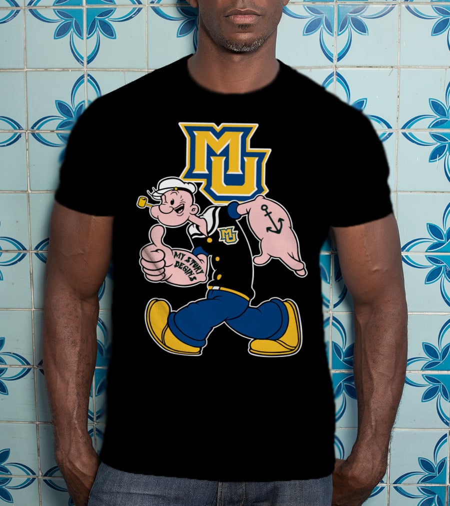 Mu Marquette Golden Eagles My Story Begins Popeye Sailor Character T-Shirt