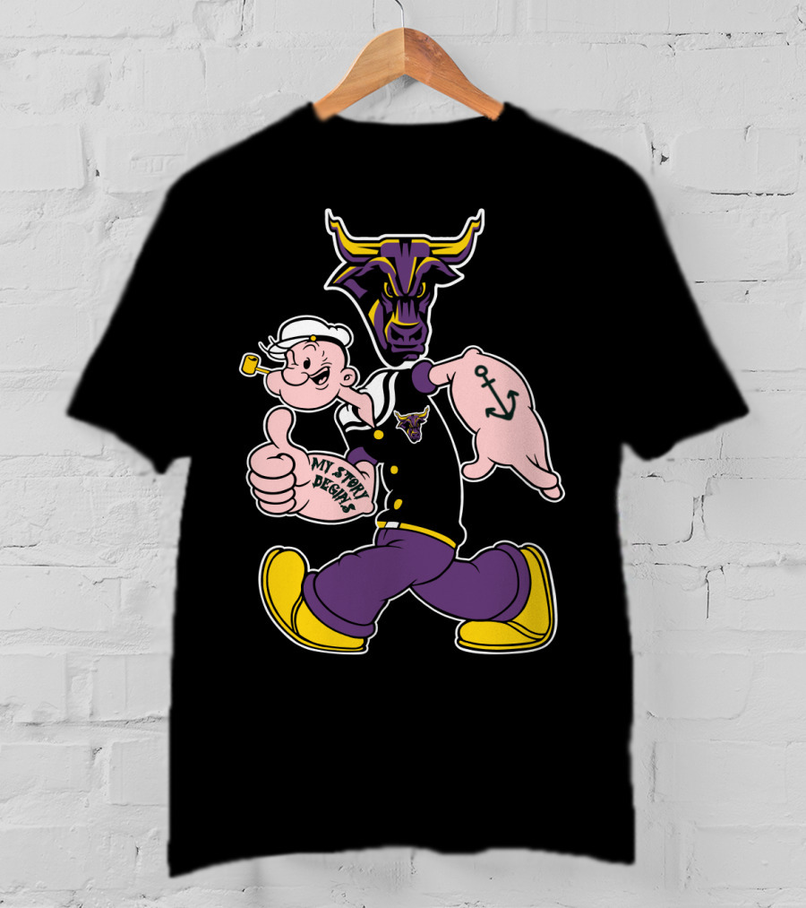 Mankato Mavericks My Story Begins Anchor Popeye Bull T-Shirt
