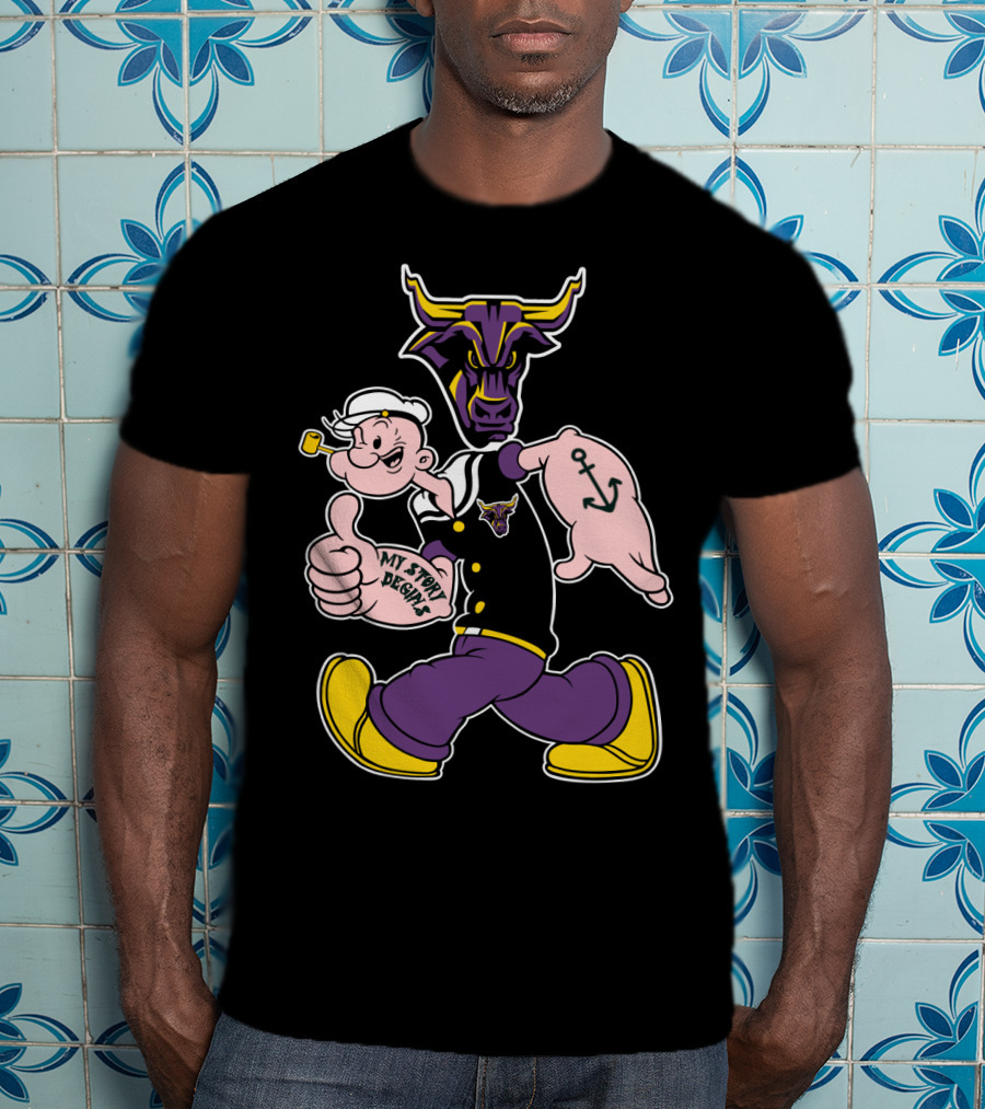 Mankato Mavericks My Story Begins Anchor Popeye Bull T-Shirt
