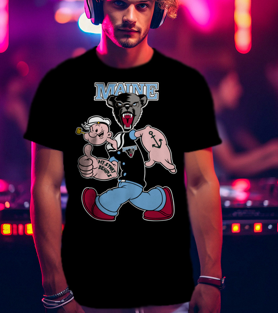 Maine Black Bears My Story Begins Popeye Crossover T-Shirt