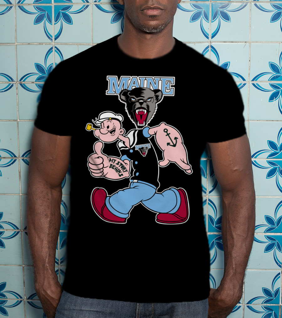 Maine Black Bears My Story Begins Popeye Crossover T-Shirt