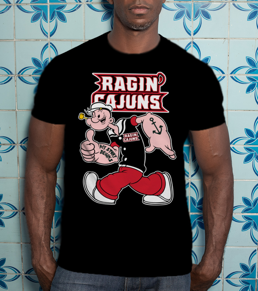 Ragin' Cajuns My Story Begins Character With Anchor Symbol T-Shirt