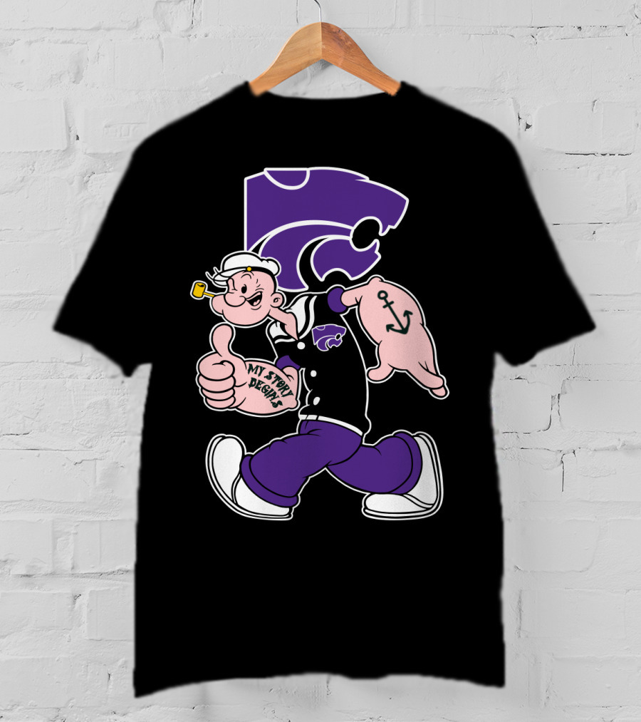 My Story Designs Kansas State Wildcats Popeye Anchor T-Shirt