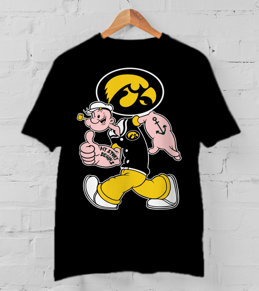 Iowa Hawkeyes My Story Designs Popeye Thumbs Up Anchor Tattoo T-Shirt