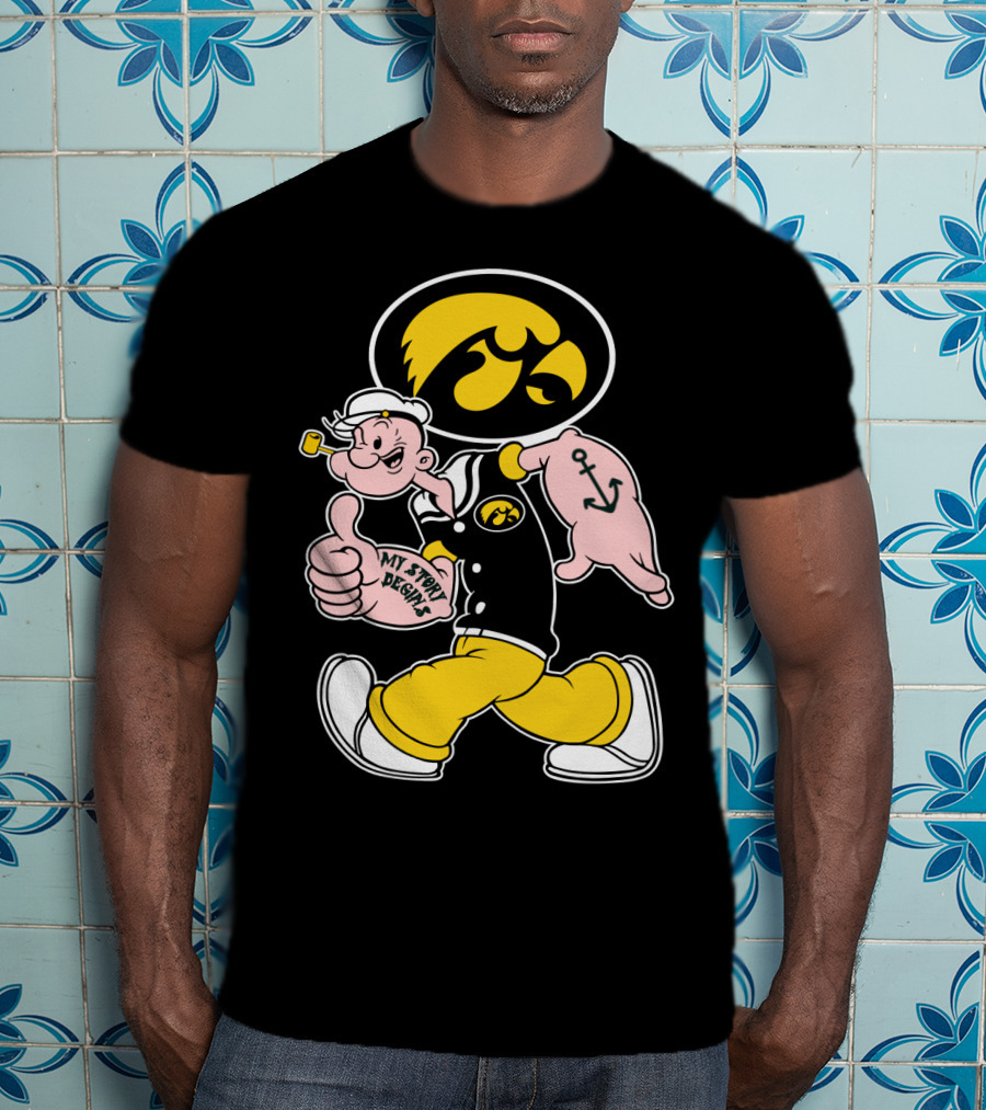 Iowa Hawkeyes My Story Designs Popeye Thumbs Up Anchor Tattoo T-Shirt