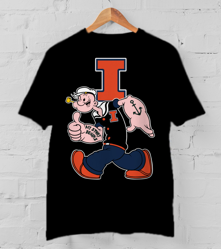 Popeye Thumbs Up Anchored Tattoo 262 Illinois Fighting Illini T-Shirt