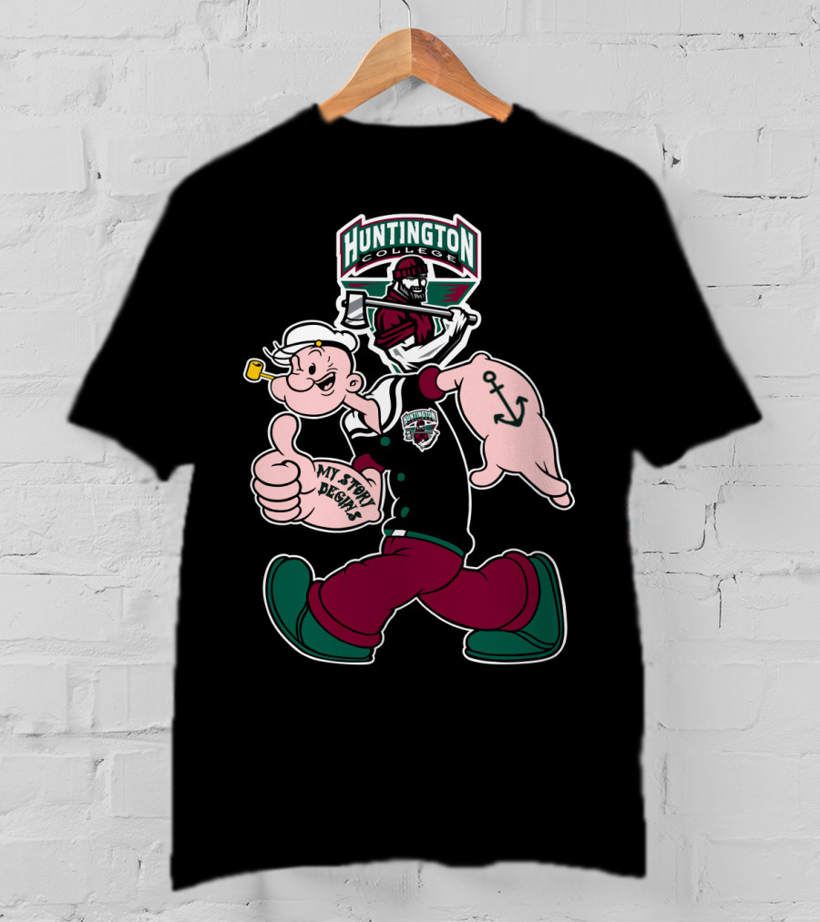 Huntington College Foresters My Story Begins Popeye Anchor T-Shirt