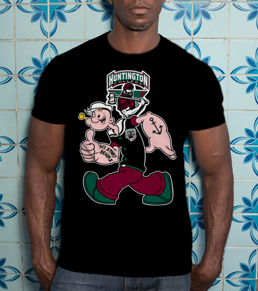 Huntington College Foresters My Story Begins Popeye Anchor T-Shirt
