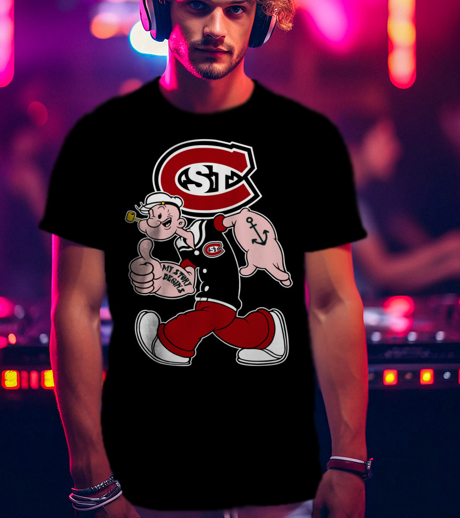 St Cloud State Huskies Scsu Popeye My Story Begins Anchor Tattoo T-Shirt