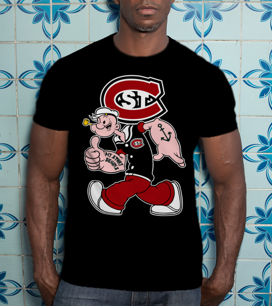 St Cloud State Huskies Scsu Popeye My Story Begins Anchor Tattoo T-Shirt