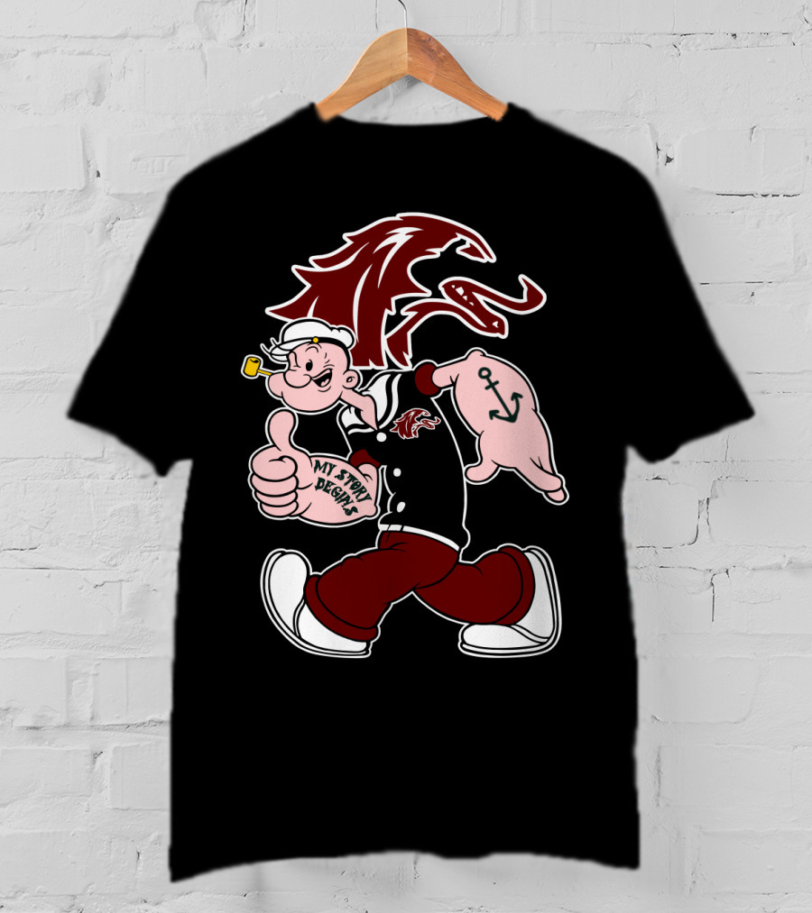 Southern Illinois Saluki My Story Designs Popeye Anchor T-Shirt