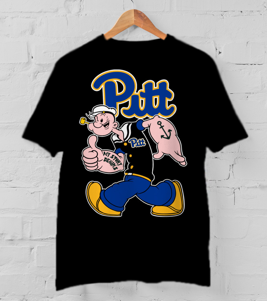 Pitt Panthers Sailor Character Thumbs Up Anchor Tattoo T-Shirt