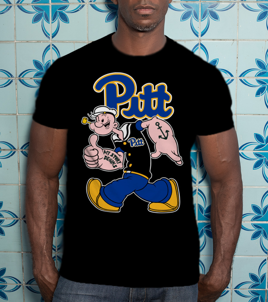 Pitt Panthers Sailor Character Thumbs Up Anchor Tattoo T-Shirt
