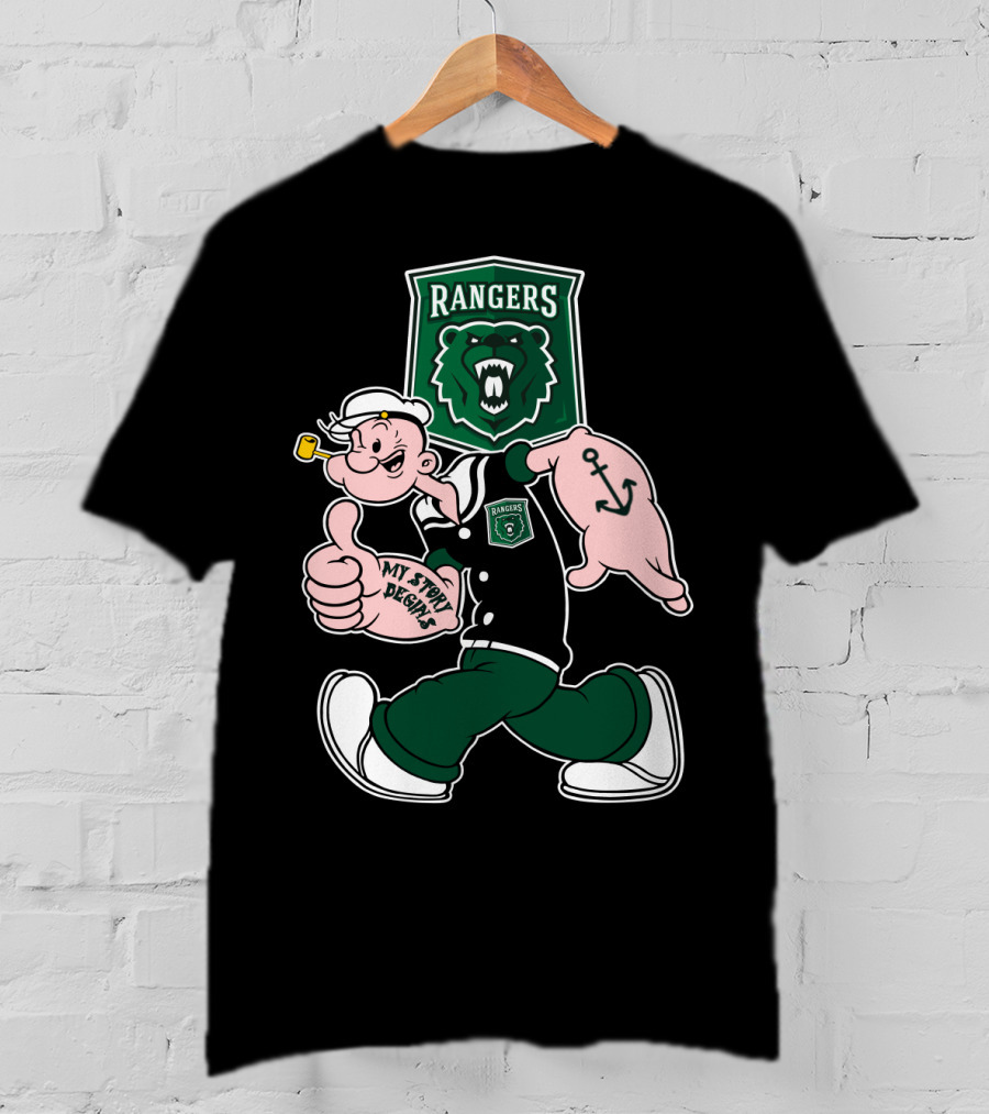 Parkside Rangers My Story Begins Popeye Cartoon Bear Anchor T-Shirt