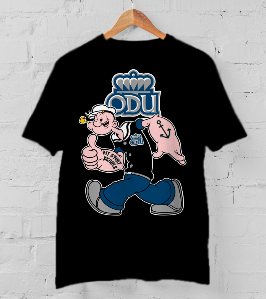 Odu Monarchs Sailor Character With Thumb Up And Anchor Tattoo T-Shirt