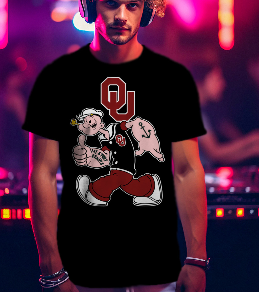 Ou Oklahoma Sooners Popeye Anchor Thumbs Up T-Shirt