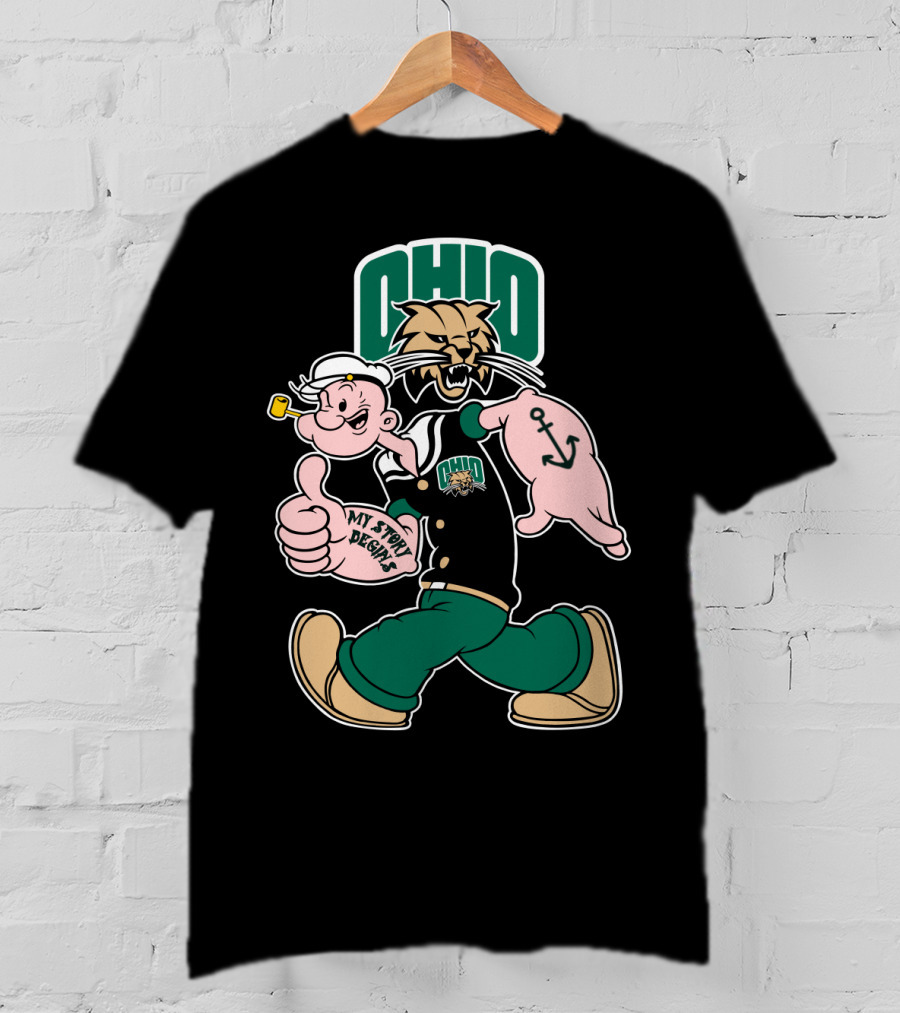 Ohio Bobcats Popeye Anchor My Story Designs T-Shirt