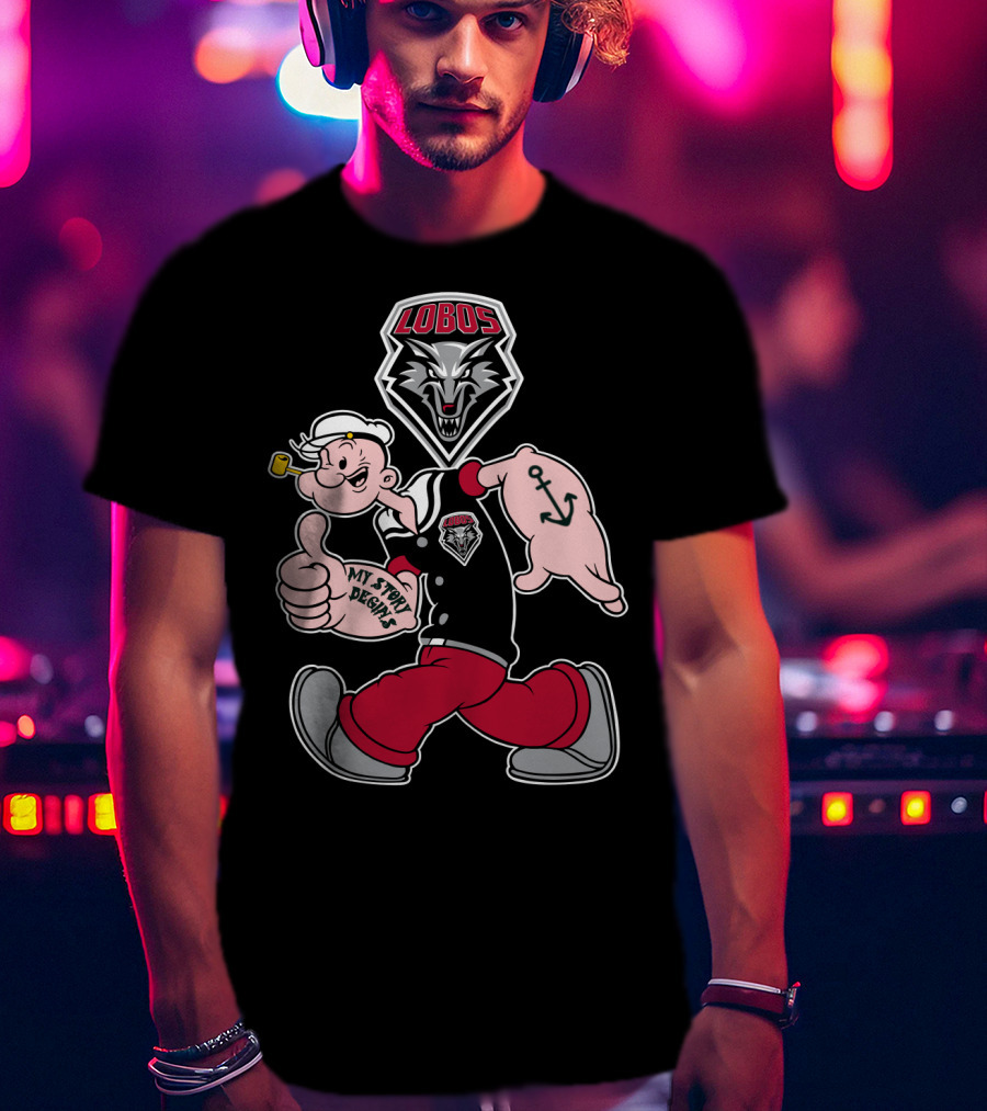 New Mexico Lobos Popeye And Wolf Logo My Story Begins T-Shirt