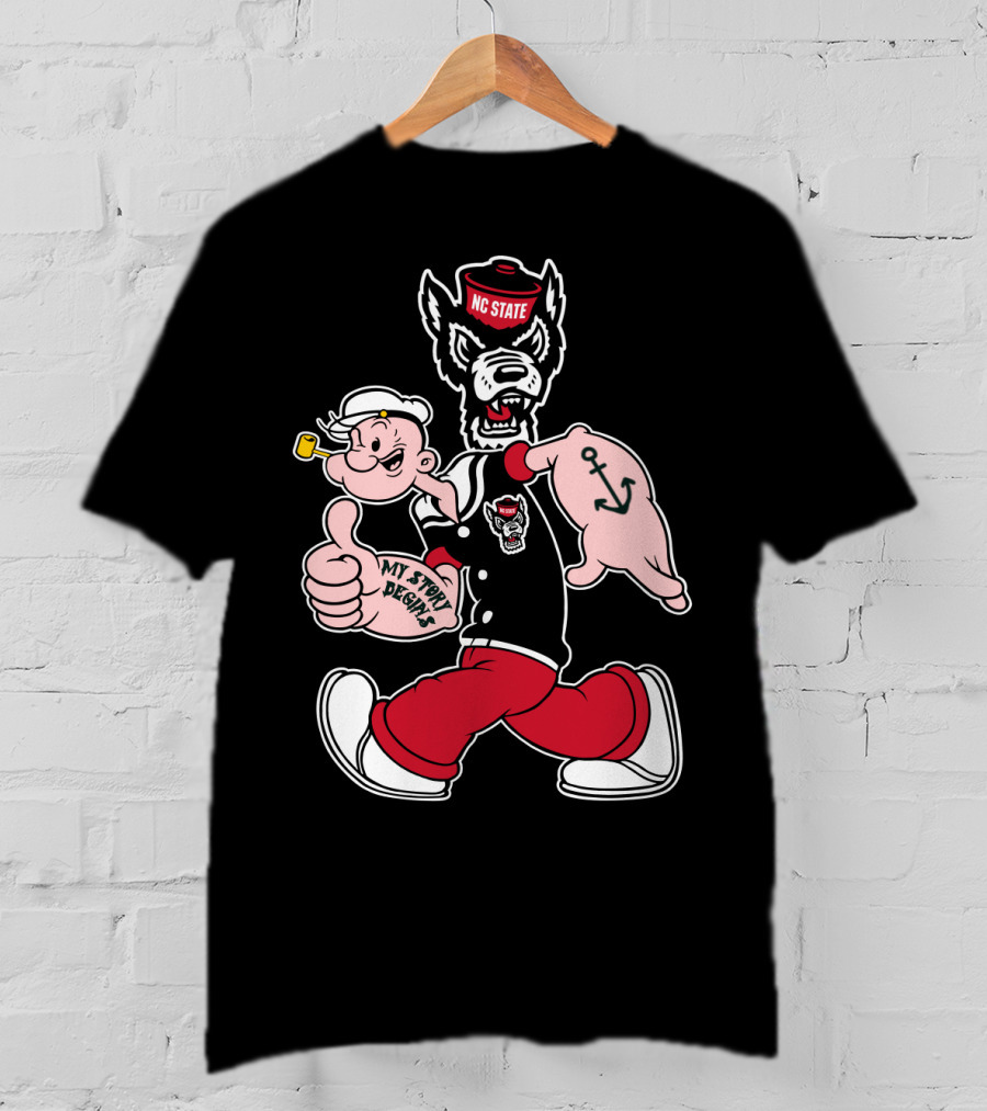 Nc State Wolfpack Popeye Mashup By My Story Designs T-Shirt