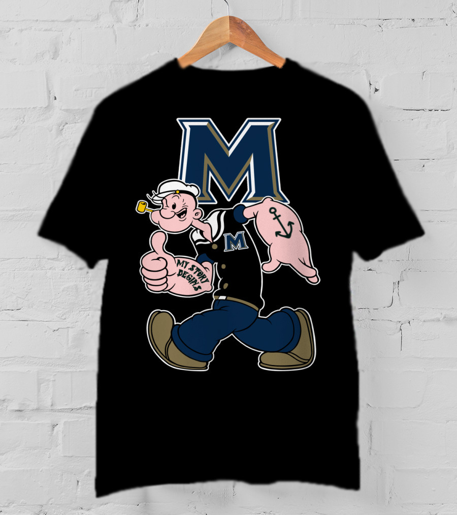 M Navy Logo Popeye Anchor My Story Begins T-Shirt