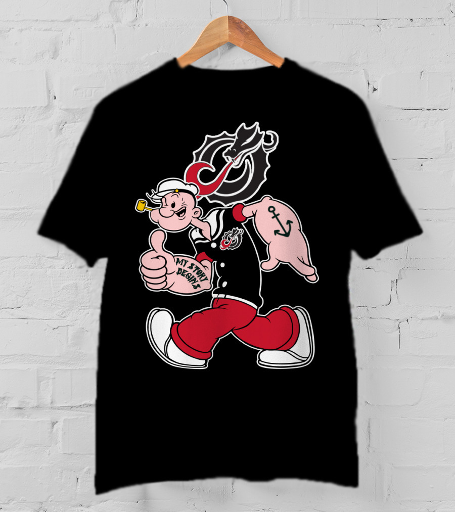 Moorhead State Dragons My Story Designs Popeye Anchor Tattoo T-Shirt