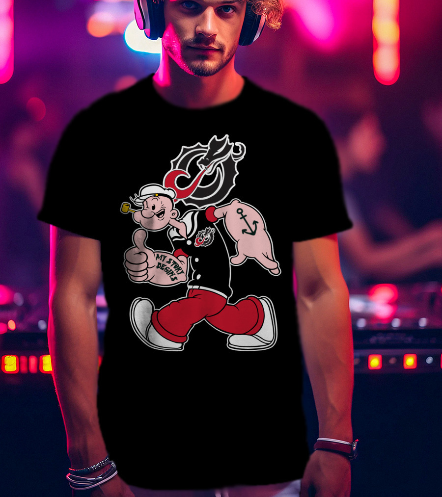 Moorhead State Dragons My Story Designs Popeye Anchor Tattoo T-Shirt