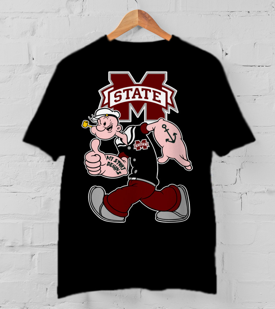 Mississippi State Bulldogs Popeye My Story Designs T-Shirt