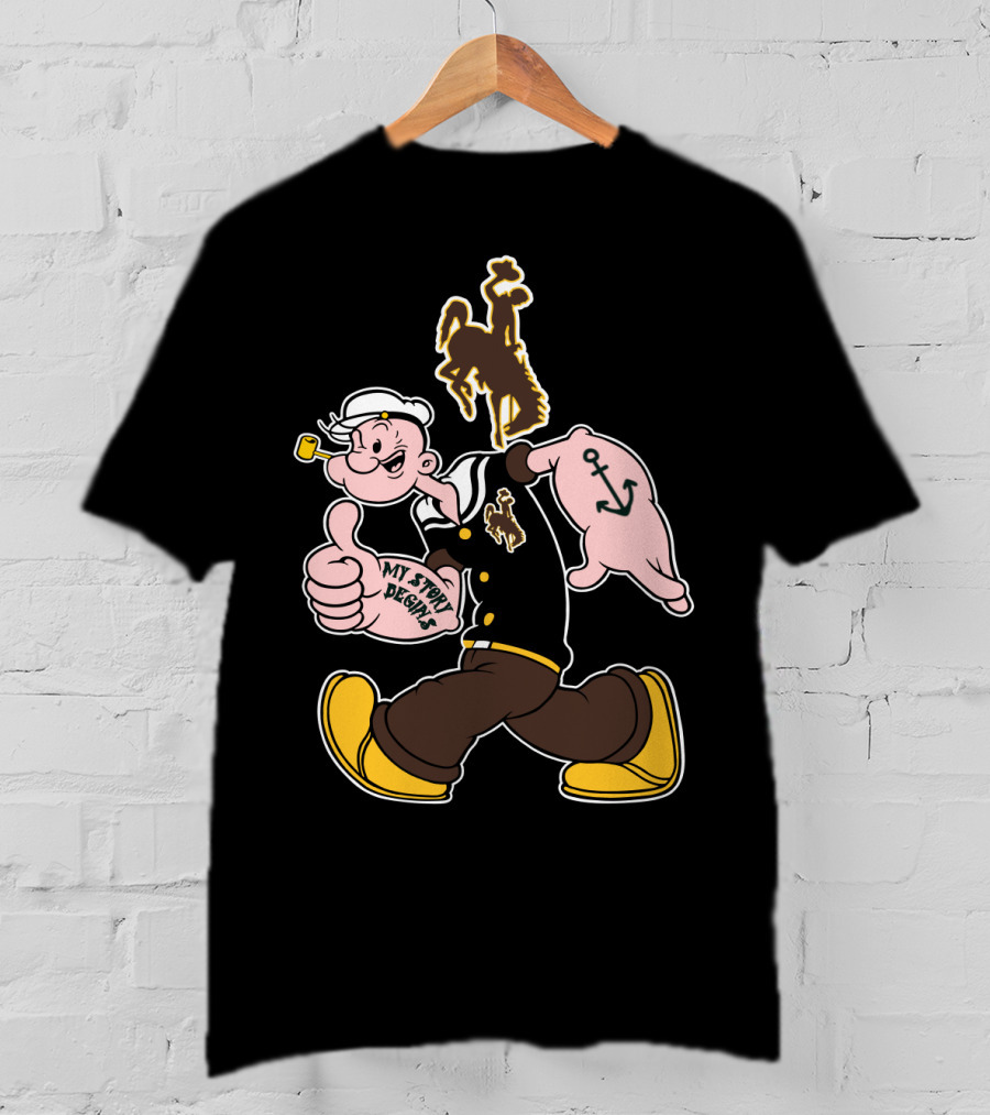 Wyoming Cowboys My Story Designs Popeye Anchor T-Shirt