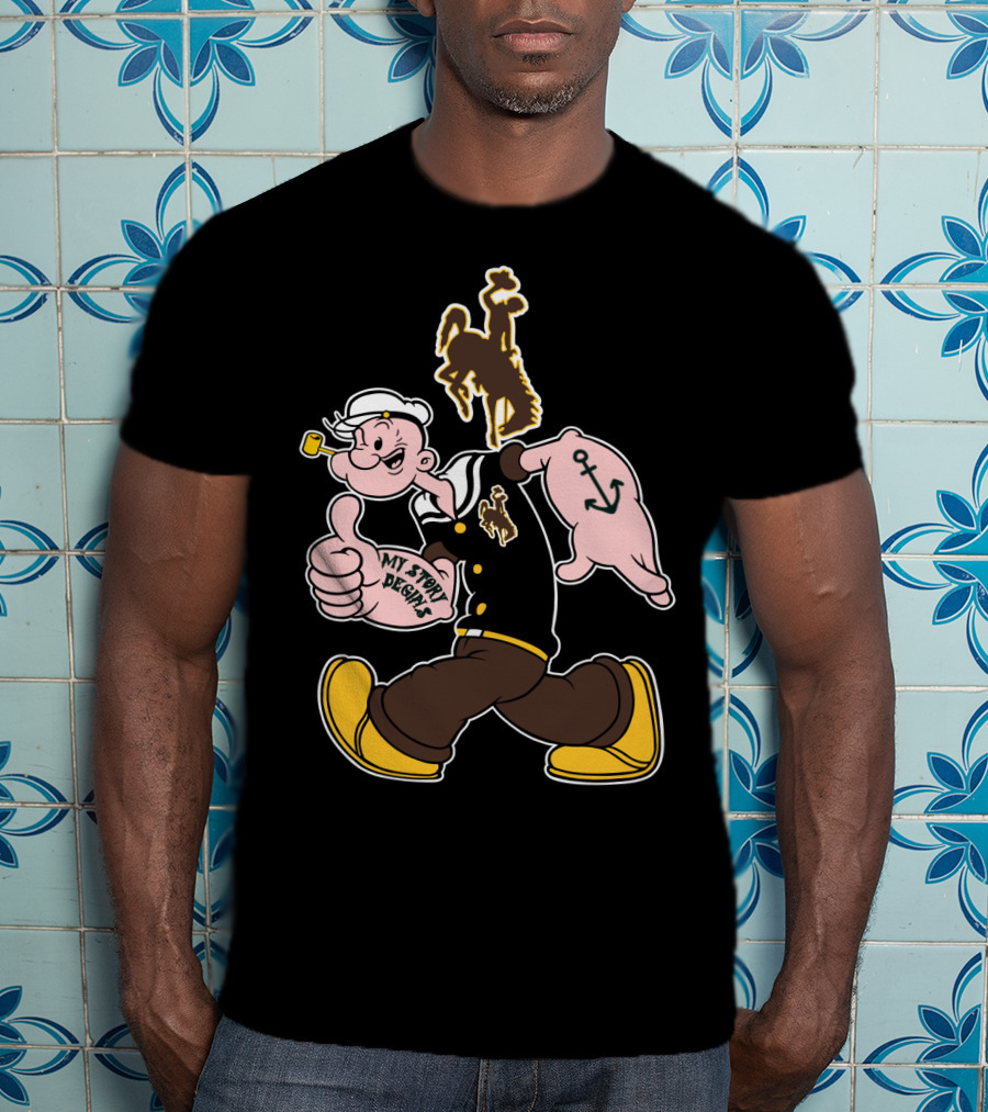 Wyoming Cowboys My Story Designs Popeye Anchor T-Shirt