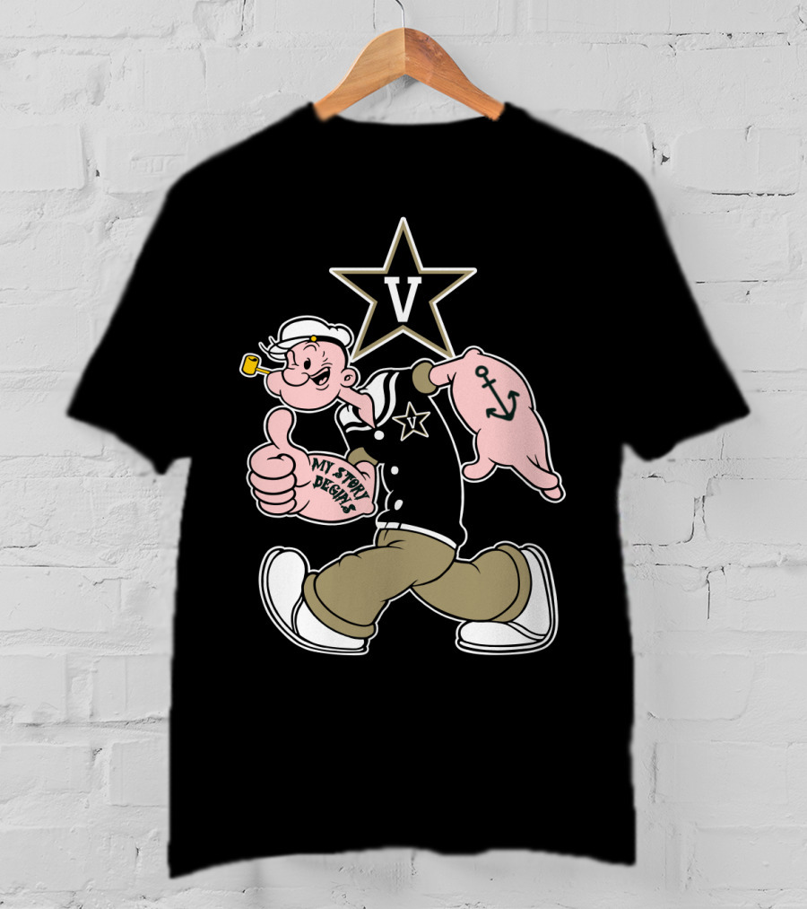 Vanderbilt Commodores V Star Popeye My Story Designs T-Shirt