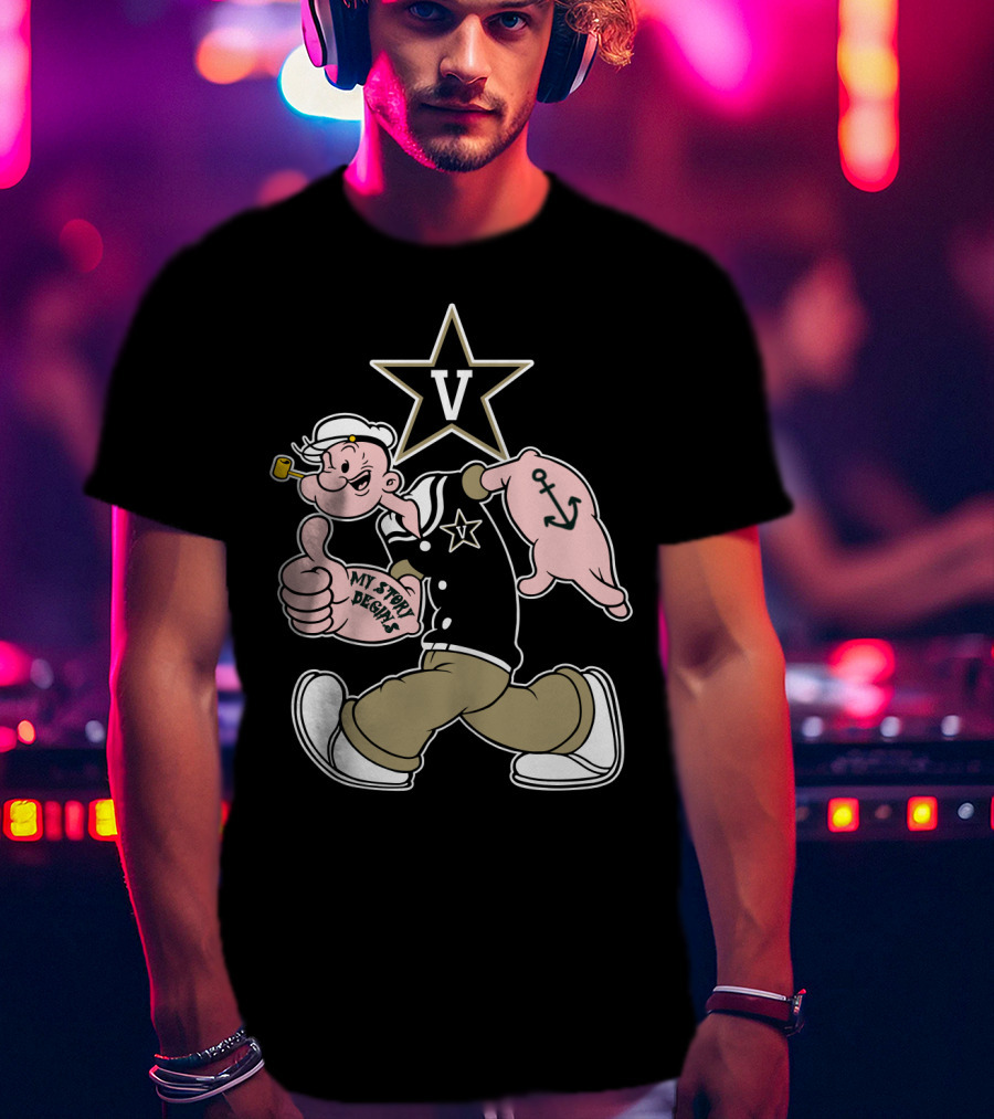 Vanderbilt Commodores V Star Popeye My Story Designs T-Shirt