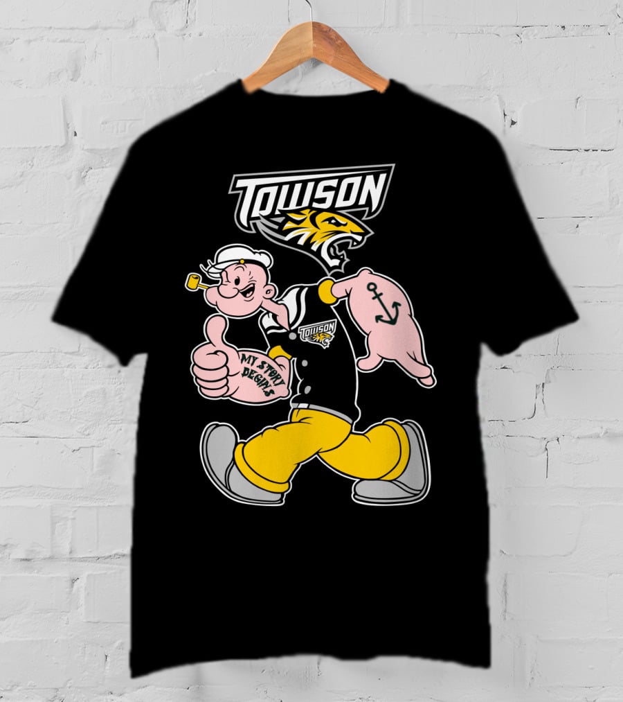 Towson Tigers My Story Designs Popeye Anchor T-Shirt
