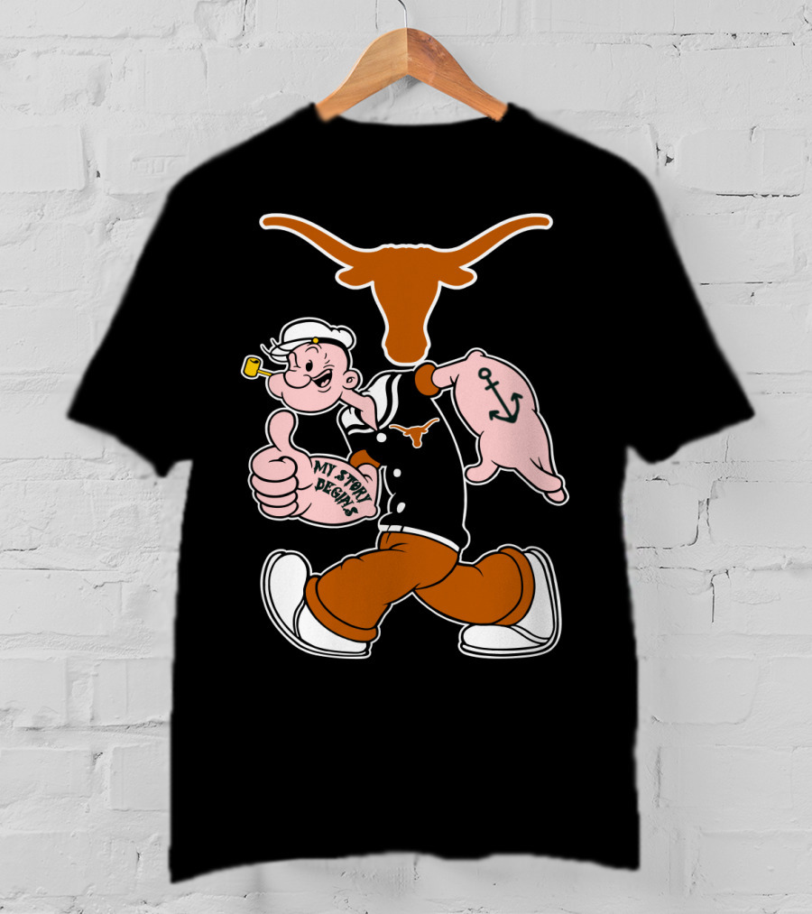 My Story Designs Texas Longhorns Popeye Anchored Thumbs Up T-Shirt
