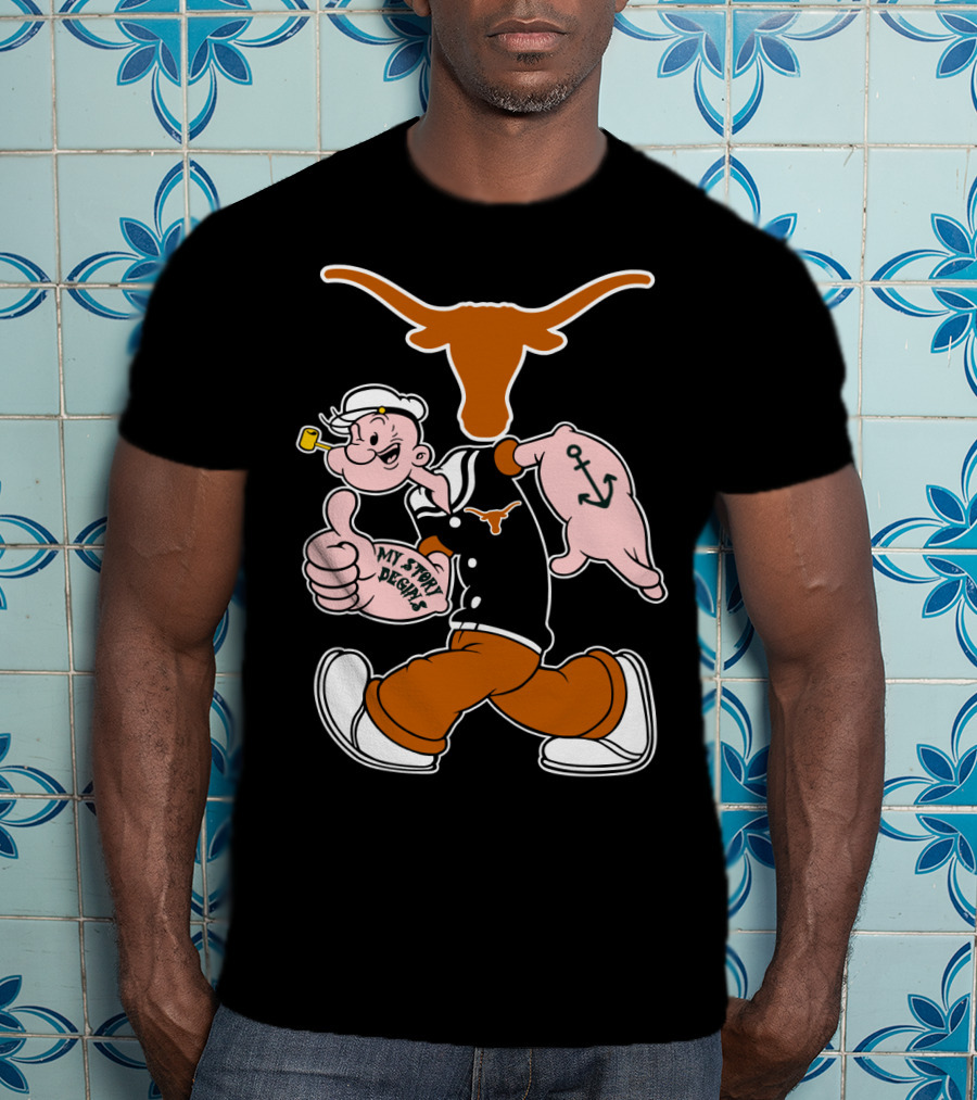 My Story Designs Texas Longhorns Popeye Anchored Thumbs Up T-Shirt