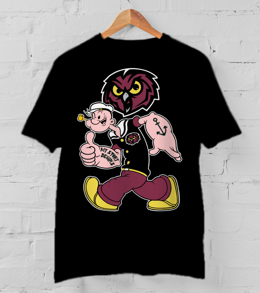 Temple Owls My Story Begins Anchored Sailor Owl T-Shirt