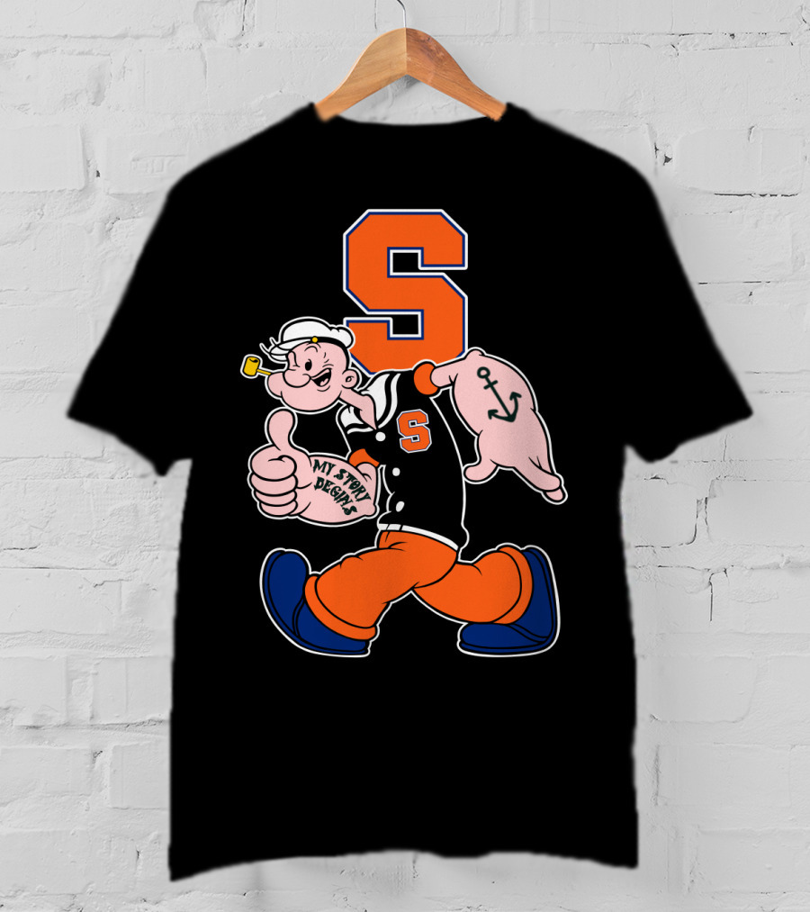 Syracuse Orange Popeye Thumbs Up Anchor Tattoo Walking My Story Designs T-Shirt