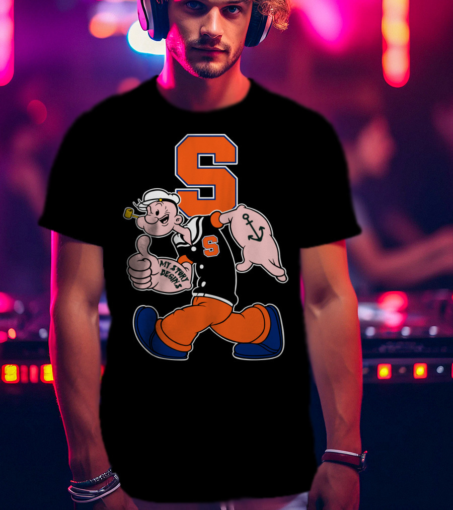 Syracuse Orange Popeye Thumbs Up Anchor Tattoo Walking My Story Designs T-Shirt